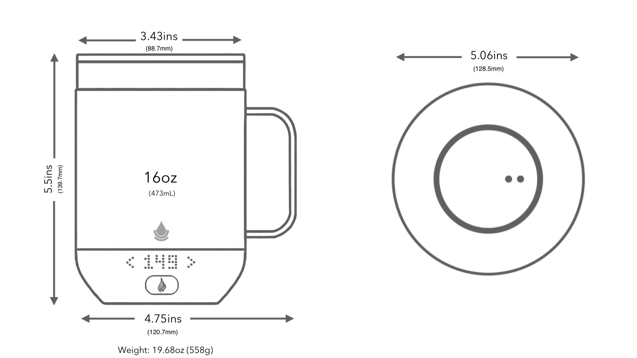 Ciups Mug and Ciups Charging Coaster Measurements 